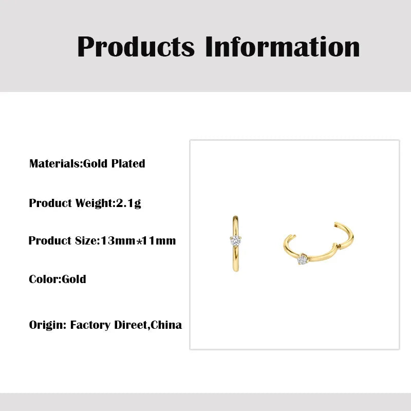 CRMYA Gold Silver Color Circle Earrings For Women CZ Charm Korean Huggie Earrings Aretes Hoop Ear Rings For Girls Jewelry