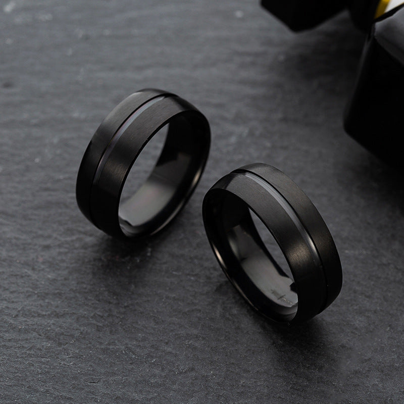 Men's Black Titanium Steel Ring