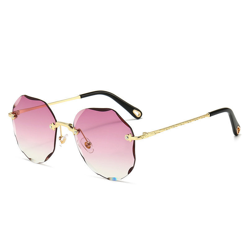 Women's Rimless Trimmed Sunglasses