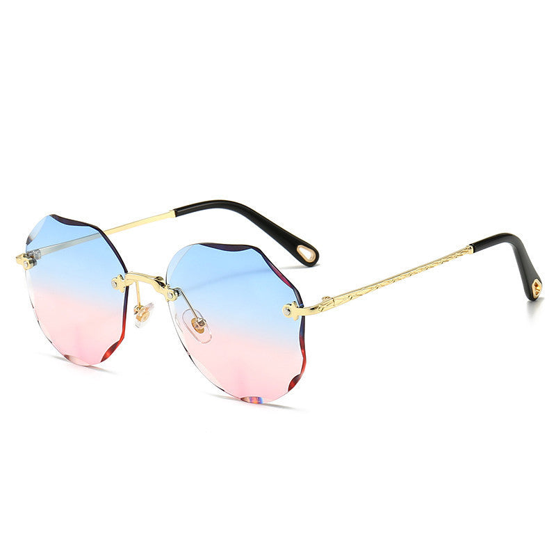 Women's Rimless Trimmed Sunglasses