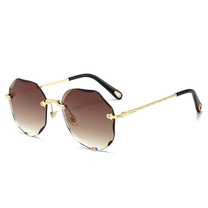 Women's Rimless Trimmed Sunglasses