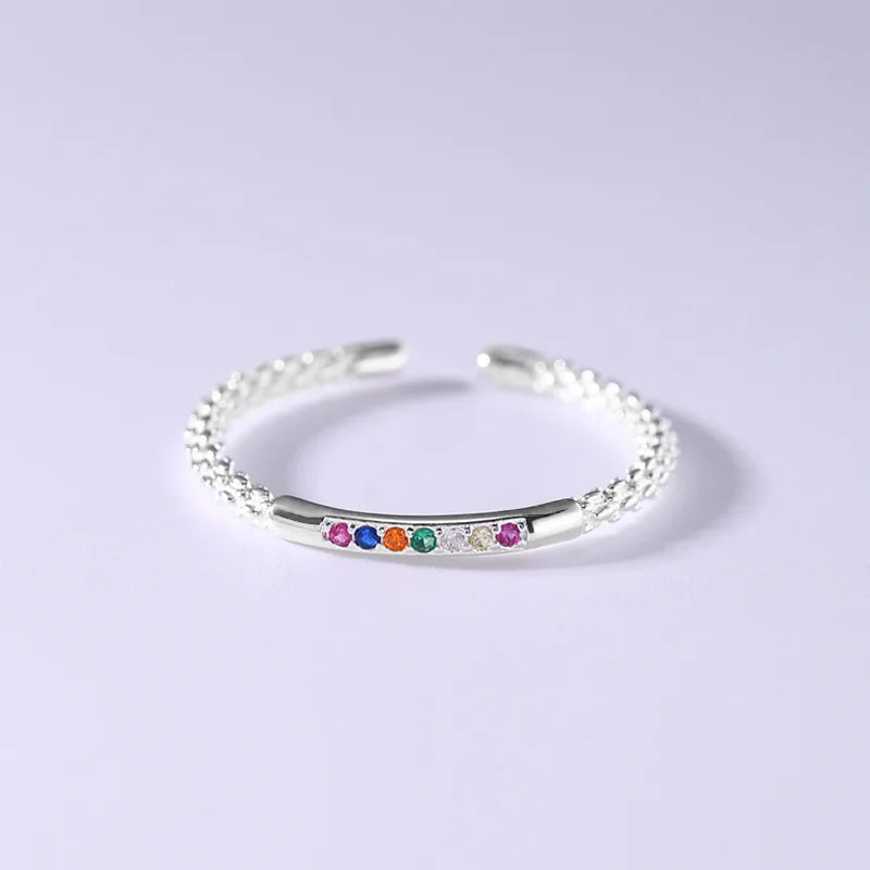 925 Sterling Silver Colour Zircon Small Ring Wedding Adjustable Rings For Women Luxury Jewelry Wholesale Money 925