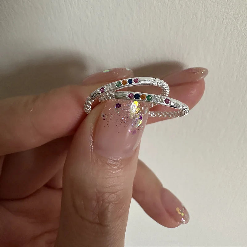 925 Sterling Silver Colour Zircon Small Ring Wedding Adjustable Rings For Women Luxury Jewelry Wholesale Money 925