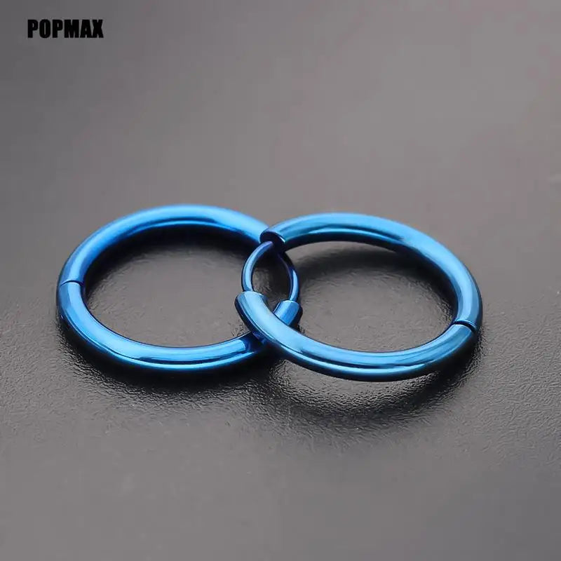 POPMAX Hoops Stainless Steel Round Circle Earrings For Women Man Gold Silver Color Not Fade Ear Rings Male Jewelry 2Pcs
