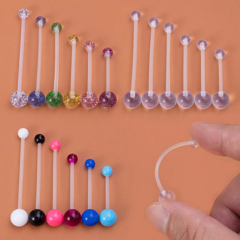 Flexible Navel Piercing Acrylic Belly Button Ring Pregnancy Sport Industrial Earrings Long Bar Retainer Sexy Body Jewelry