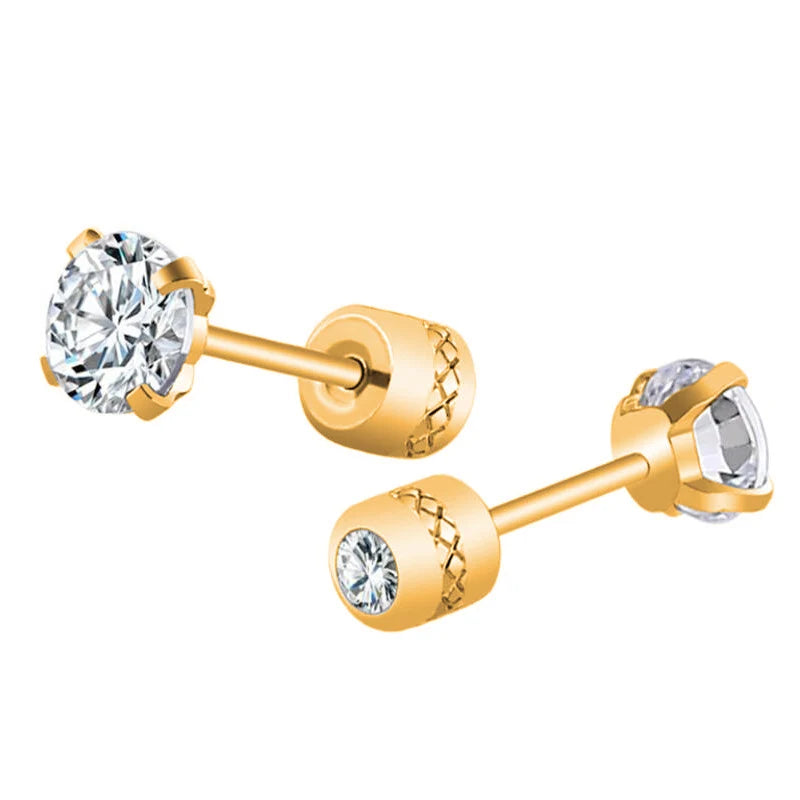 Stainless Steel Crystals Stud Earrings For Men Women Not Fade Ear Rings Jewelry