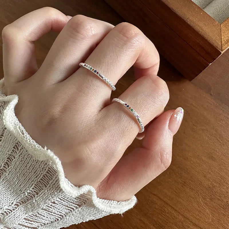 925 Sterling Silver Colour Zircon Small Ring Wedding Adjustable Rings For Women Luxury Jewelry Wholesale Money 925