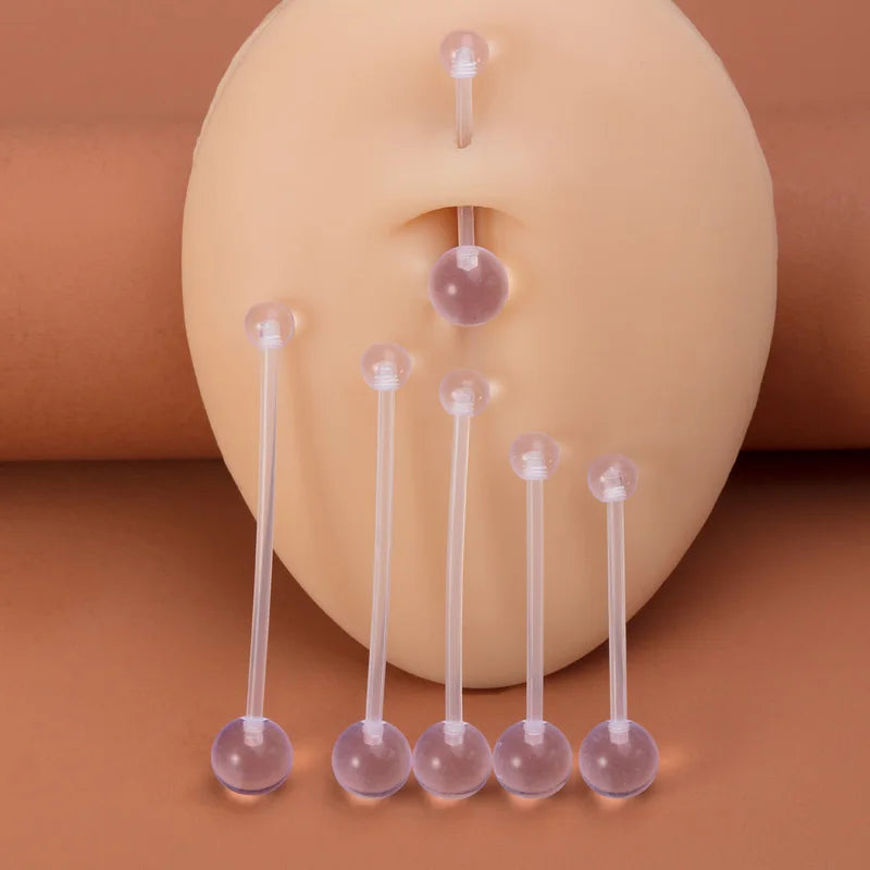 Flexible Navel Piercing Acrylic Belly Button Ring Pregnancy Sport Industrial Earrings Long Bar Retainer Sexy Body Jewelry
