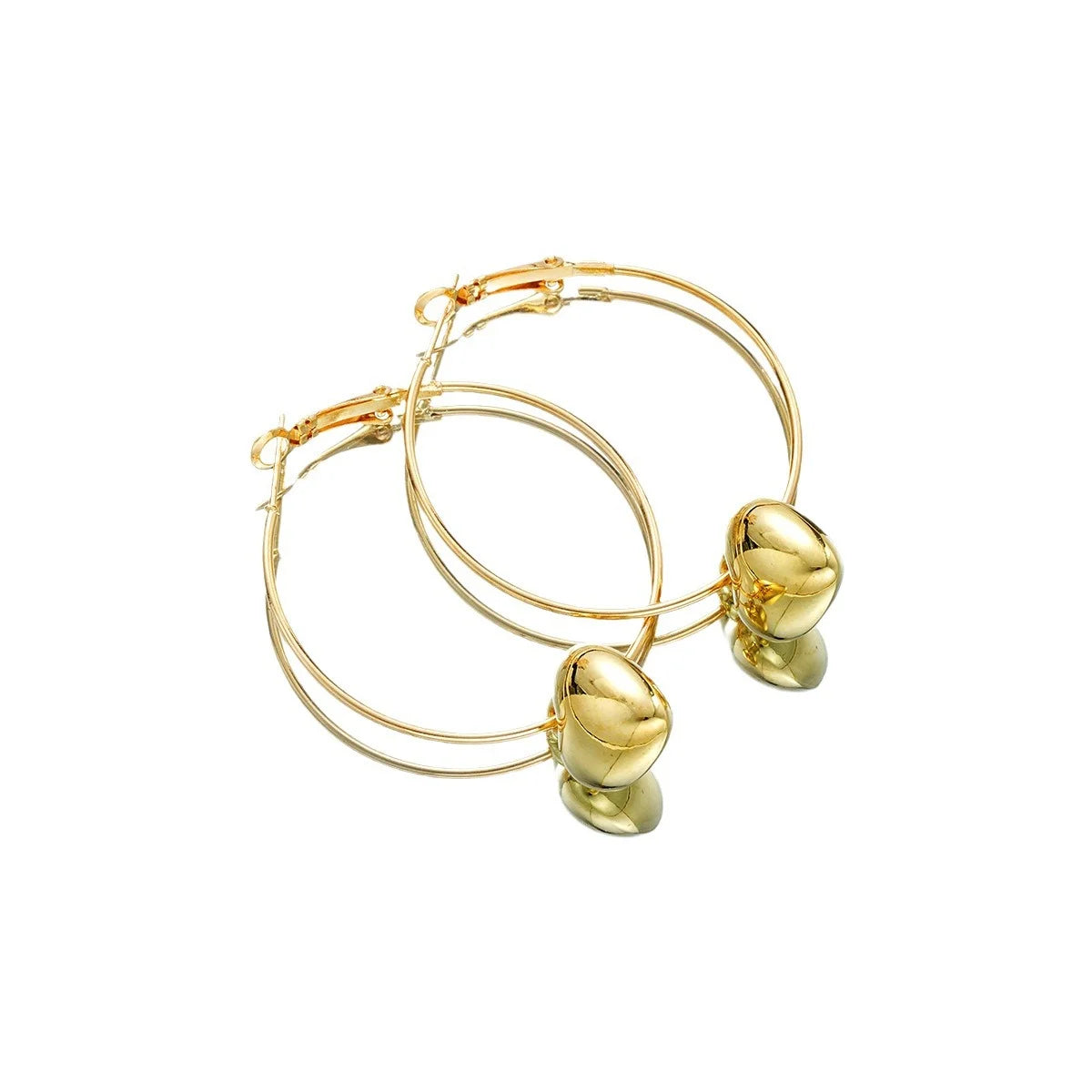 New Heart Pendant Drop Earrings for Women Fashion Gold Color Design Exaggerate Big Circle Hoops Earring Korean Jewelry Gift