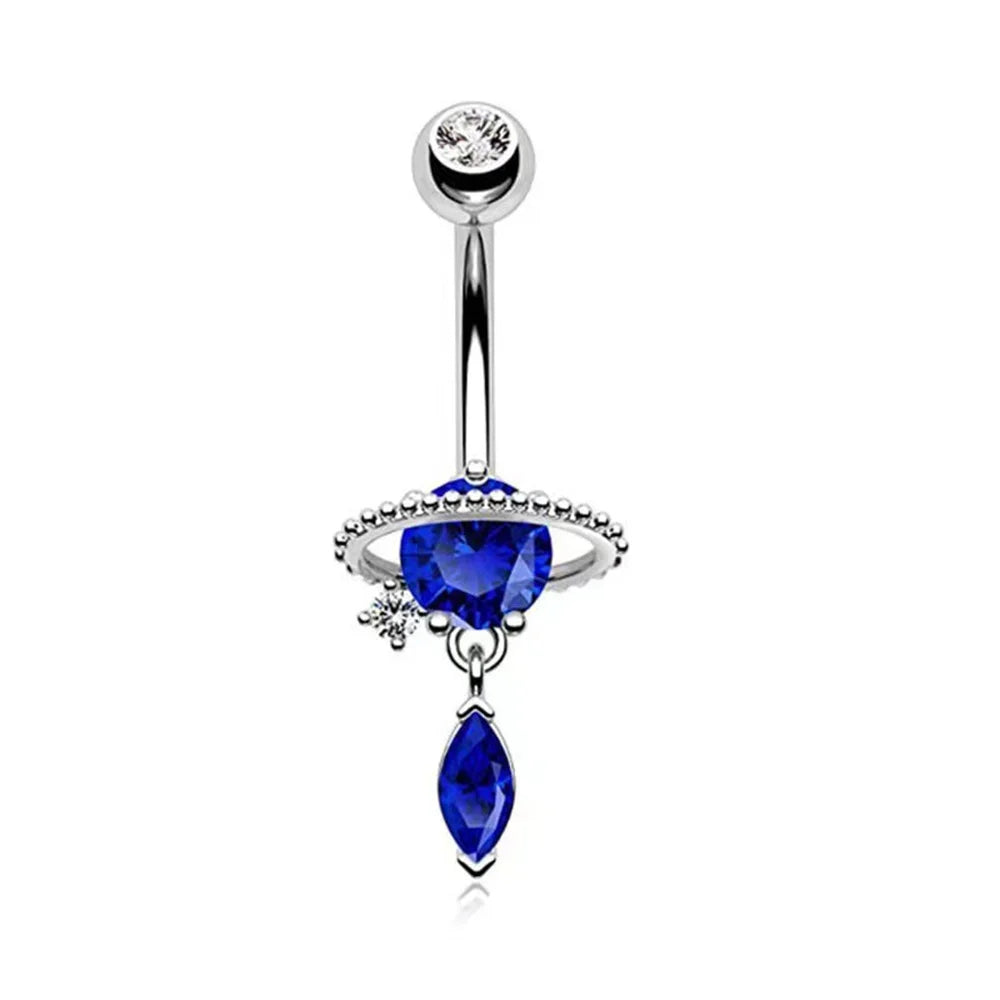 Stainless Steel Blue Belly Button Ring Navel Tragu Piercing Barbell Heart  Butterfly Body Jewelry Punk Accessories for Women