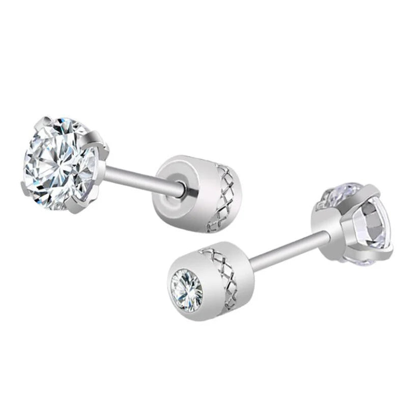 Stainless Steel Crystals Stud Earrings For Men Women Not Fade Ear Rings Jewelry