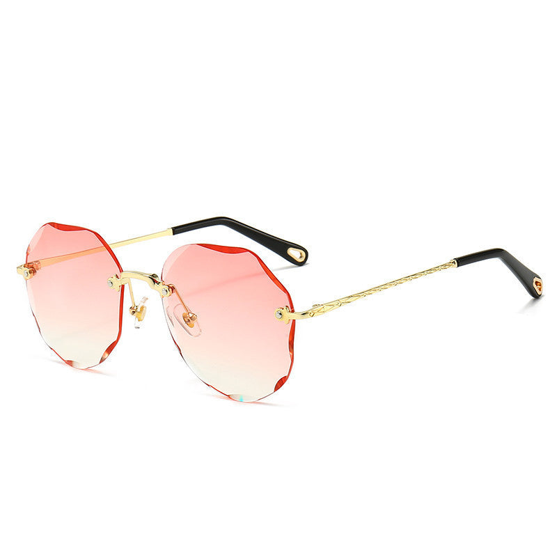 Women's Rimless Trimmed Sunglasses
