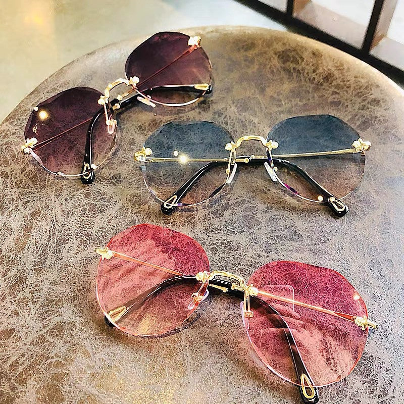 Women's Rimless Trimmed Sunglasses