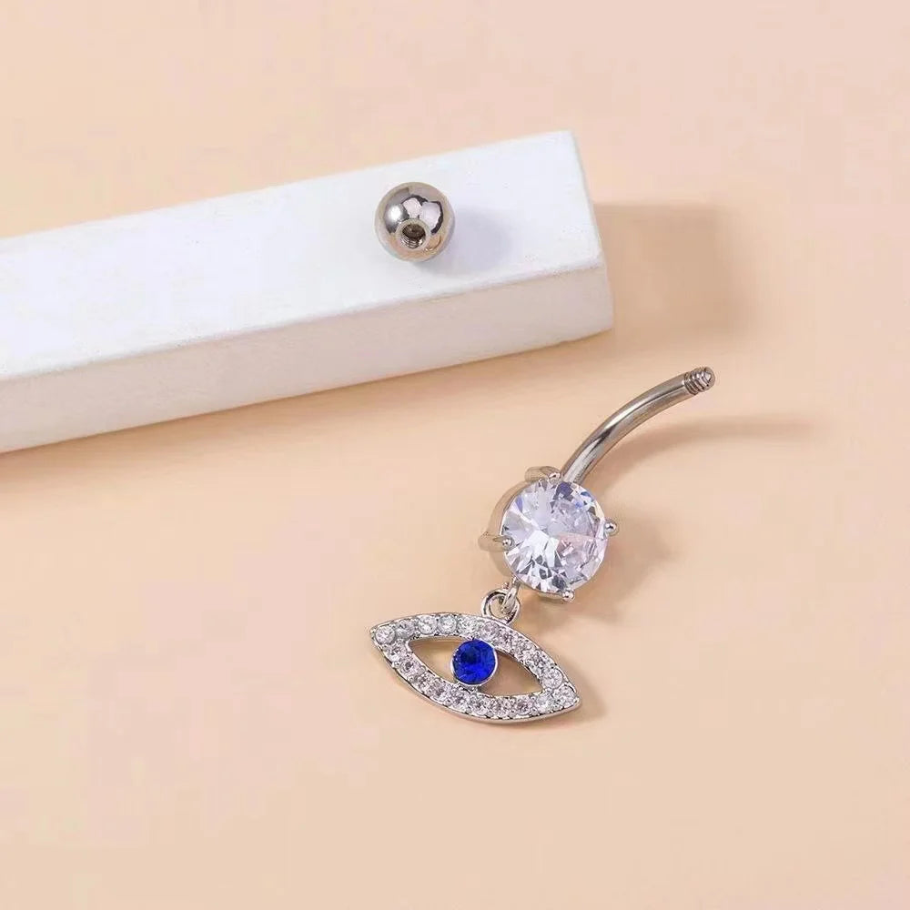 Stainless Steel Blue Belly Button Ring Navel Tragu Piercing Barbell Heart  Butterfly Body Jewelry Punk Accessories for Women