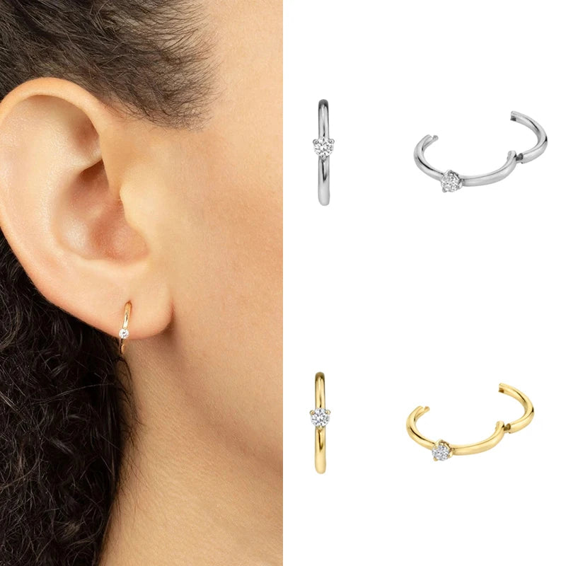 CRMYA Gold Silver Color Circle Earrings For Women CZ Charm Korean Huggie Earrings Aretes Hoop Ear Rings For Girls Jewelry