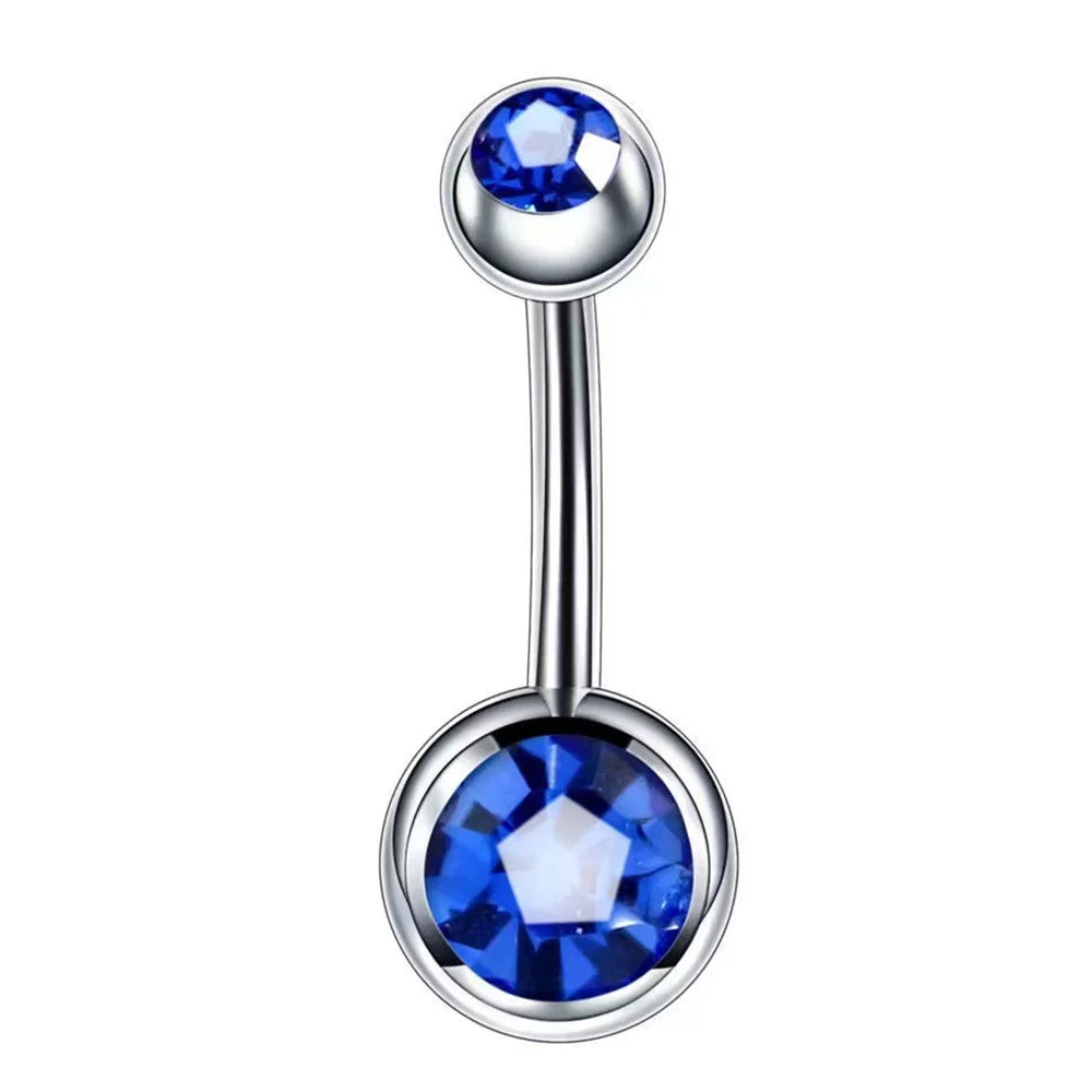 Stainless Steel Blue Belly Button Ring Navel Tragu Piercing Barbell Heart  Butterfly Body Jewelry Punk Accessories for Women