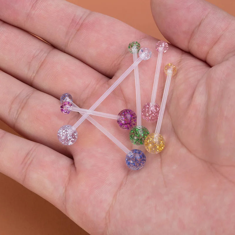 Flexible Navel Piercing Acrylic Belly Button Ring Pregnancy Sport Industrial Earrings Long Bar Retainer Sexy Body Jewelry