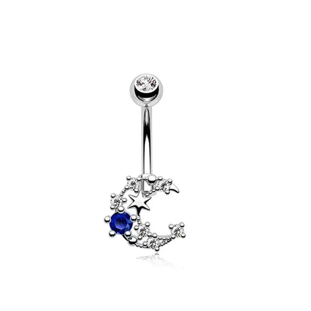 Stainless Steel Blue Belly Button Ring Navel Tragu Piercing Barbell Heart  Butterfly Body Jewelry Punk Accessories for Women