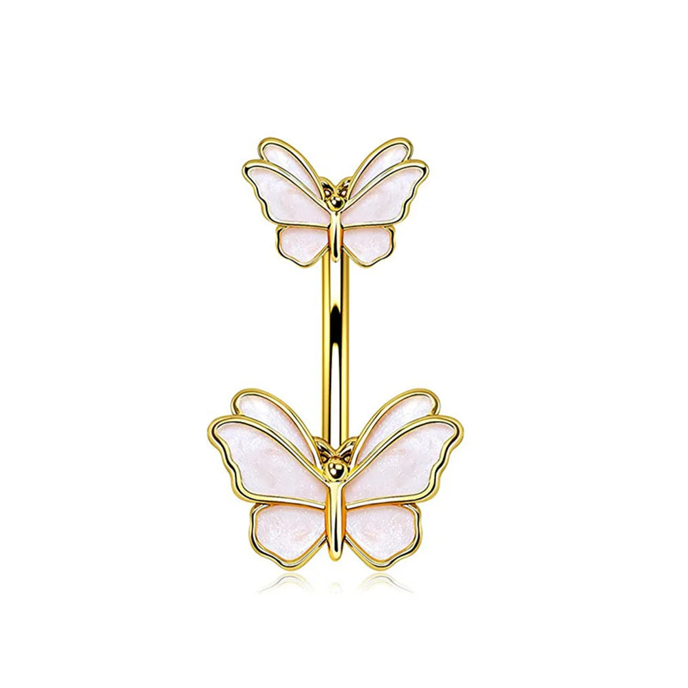 Stainless Steel Blue Belly Button Ring Navel Tragu Piercing Barbell Heart  Butterfly Body Jewelry Punk Accessories for Women