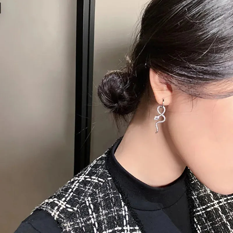 Korean Personality Streamline High-end Sense Of Internet Celebrity Retro Earrings 2021 Trendy Snake Ear Ring Ear Jewelry