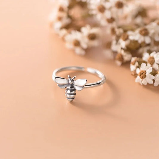 925 Sterling Silver honeybee Adjustable Woman Rings Wedding Luxury Designer Jewelry Gift Female  GaaBou