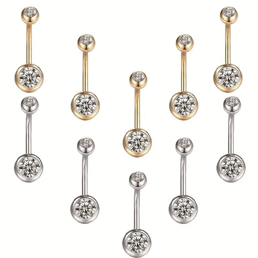 Belly Button Ring 316L Stainless Steel Belly Ring Piercing, 8/10/12mm Belly Button Stud for Women