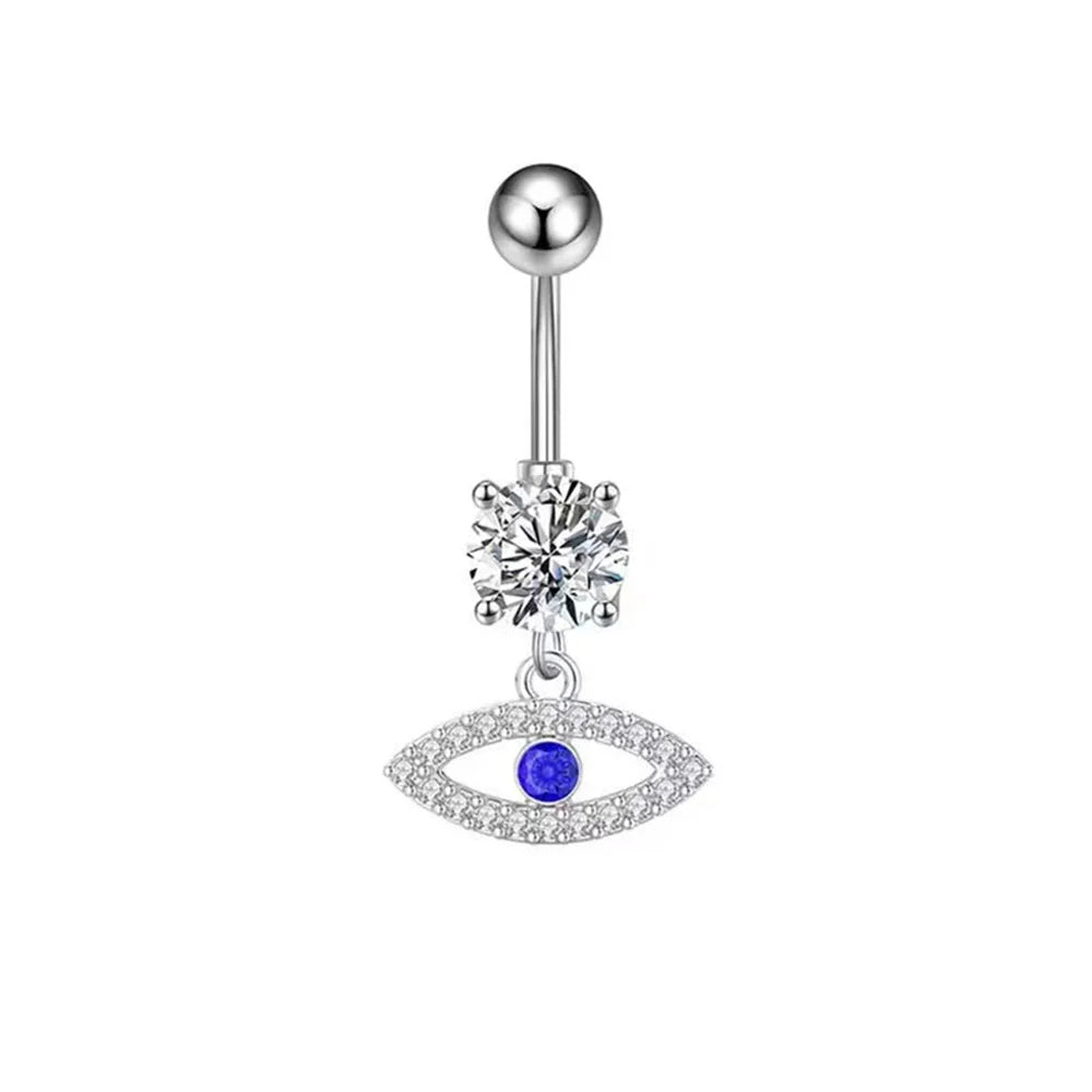 Stainless Steel Blue Belly Button Ring Navel Tragu Piercing Barbell Heart  Butterfly Body Jewelry Punk Accessories for Women